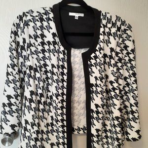 Studio One Houndstooth Print Lightweight Womans Jacket Size 18W